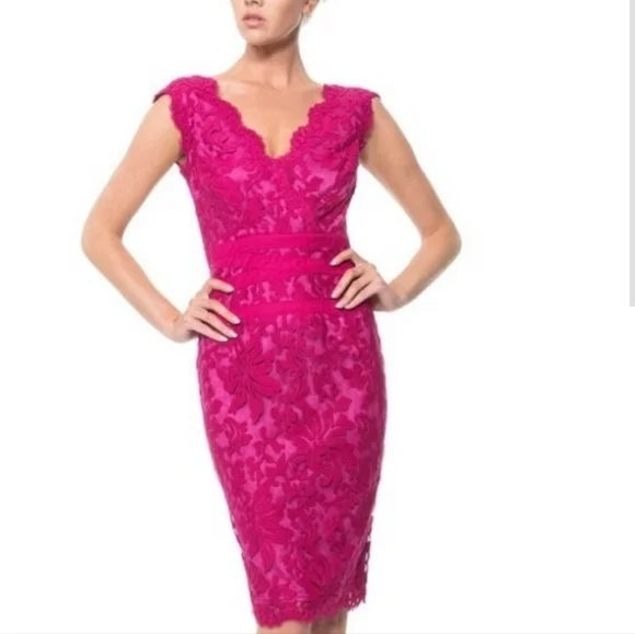 Tadashi Shoji | Dresses | Tadashi Shoji Lace V Neck Dress Size | Poshmark